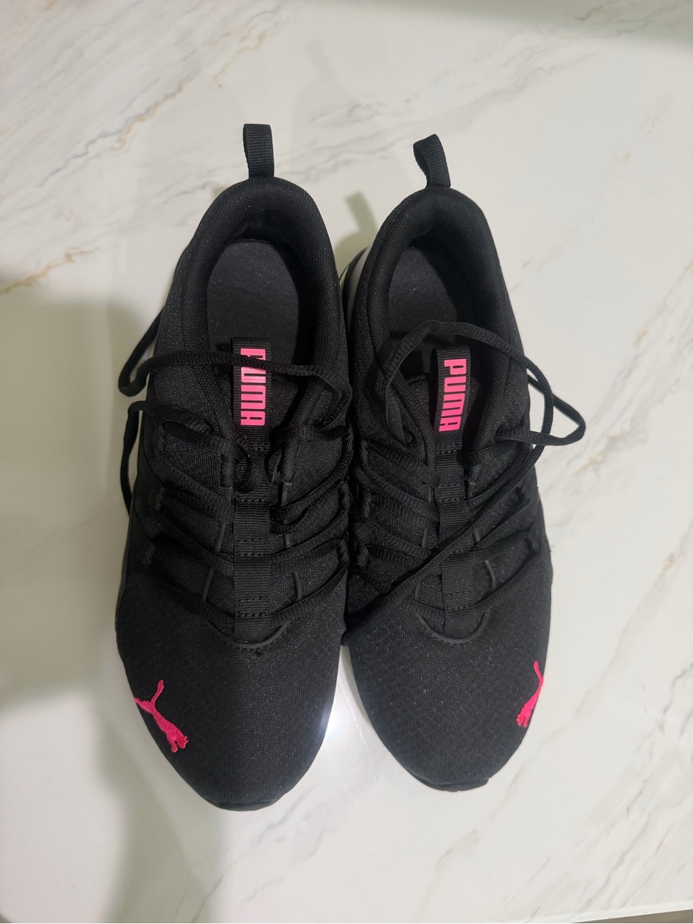 Puma Women's Black Sneakers with Pink Logo Accents
